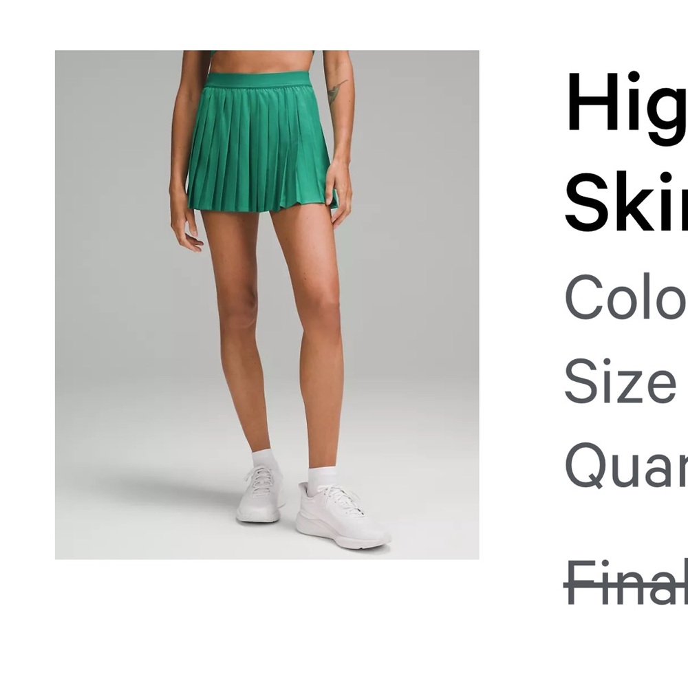 Lululemon ten is skirt cascadia green. Size 4 worn 1x